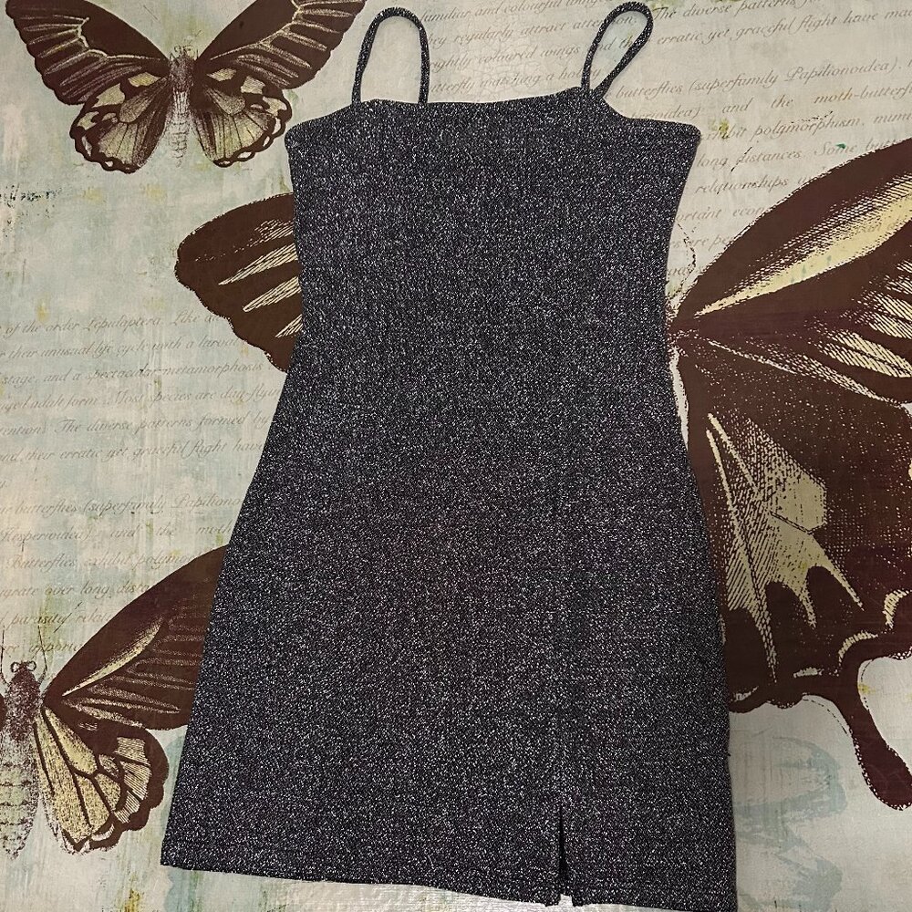 Black and silver glittery cami dress Size S.